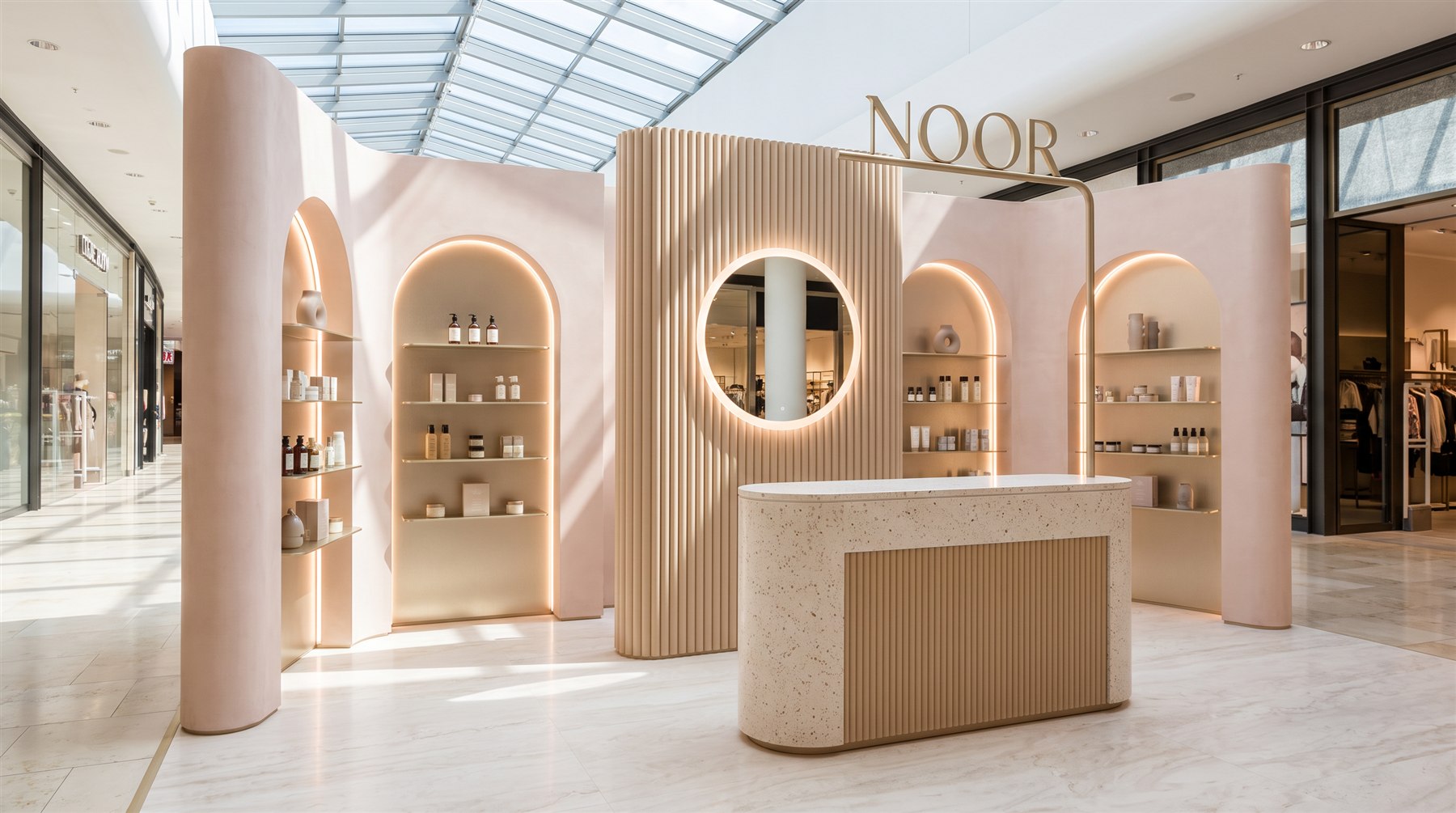 Concept visualisation: Noor beauty pop-up inside a shopping mall