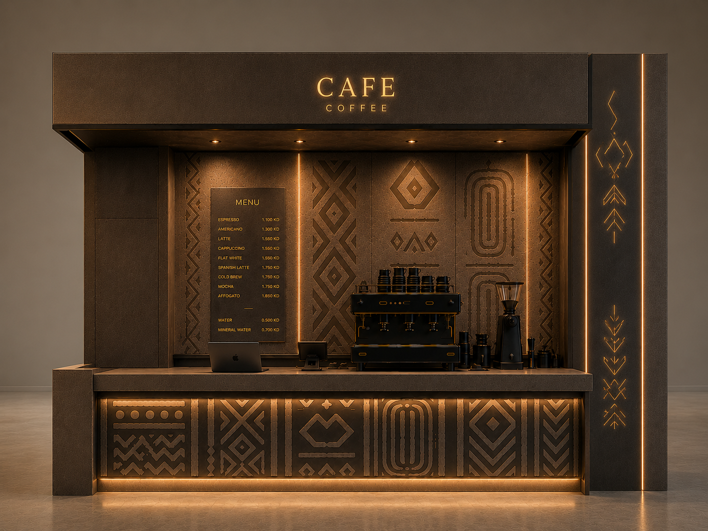 Concept visualisation: coffee kiosk in daylight